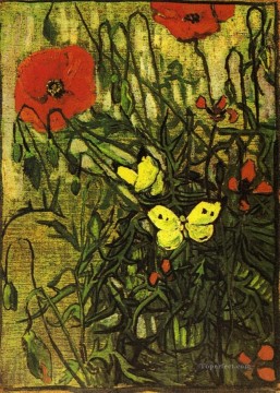 Amapolas y mariposas Vincent van Gogh Pinturas al óleo